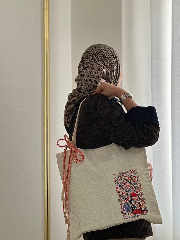 توتبگ کیف پارچه ای زنانه دستساز مدل ترنج
